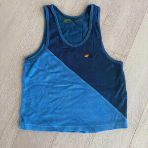 Aviator Nation Blue Two-Tone Terry Cloth Tank Top